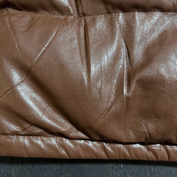 Aritzia Super Puff Puffer Jacket Brown Vegan Leather Women's Size SMALL - Picture 14 of 16
